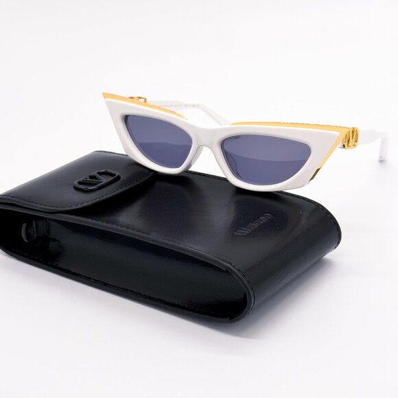 NEW VALENTINO V-GOLDCUT-I VLS-113D WOMEN WHITE SUNGLASSES VALENTINO